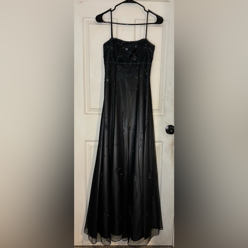 Blondie Nites Black Maxi Dress with Floral Details